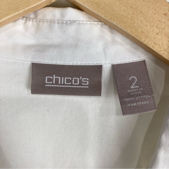 Chico's 100% Cotton Paisley Embroidered Button Up Down Shirt Top Blouse 2 Large - Picture 4 of 5